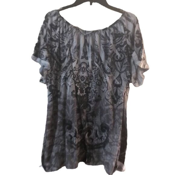 BLEU Black and White Design Blouse Size 3X - Picture 8 of 9